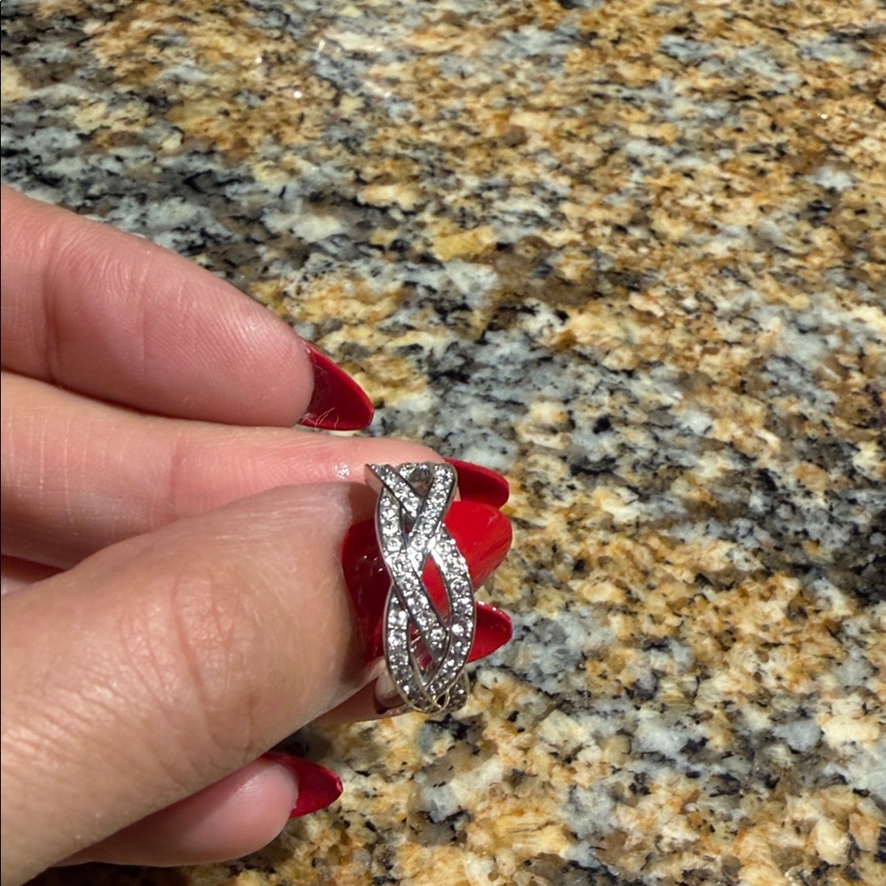 Swarovski Silver Twisted Infinity Ring - image 5